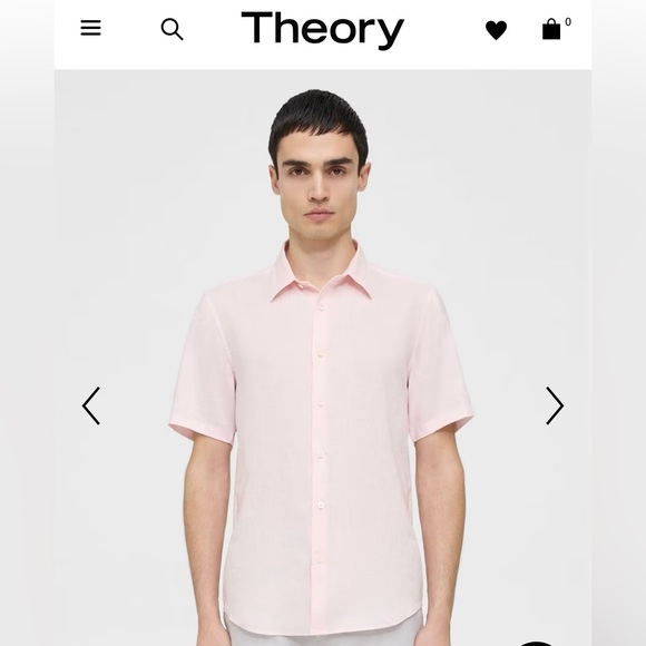 NWT! Theory Irving Short Sleeve 100% Linen Shirt, Men’s Size M. Blush Color - Picture 2 of 8